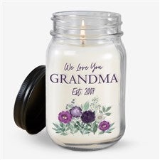 Floral Love For Grandma Personalized Farmhouse Candle Jar - 30630