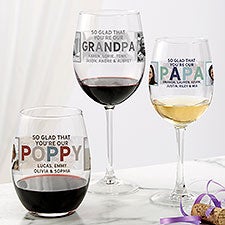 So Glad Youre Our Grandpa Personalized Photo Wine Glasses - 30683
