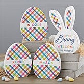 Bright Plaid Personalized Wooden Easter Decorations - 30739