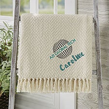 Personalized Logo Embroidered Afghan  - 30757