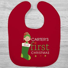 Babys First Christmas Character Personalized Baby Bibs - 30768