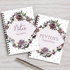Plum Colorful Floral Personalized Mini Journals - 30798