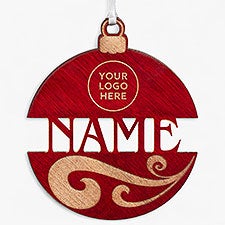 Personalized Logo Name Red Wood Ornament - 30801