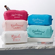 Bridal Party Personalized Waffle Weave Makeup Bags - 30828