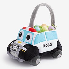 Police Car Embroidered Plush Easter Basket - 30969