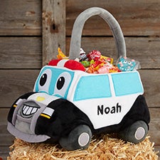 Police Truck Embroidered Plush Halloween Treat Bag - 30970