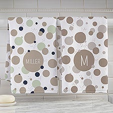 Stencil Polka Dots Personalized Hand Towels - 31031