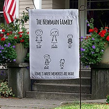 Stick Figure Family Personalized Garden Flag - 31069