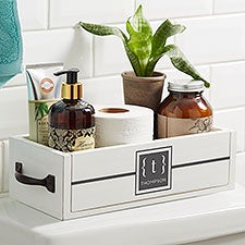 Classy Monogram Personalized Wood Bathroom Storage Box - 31091