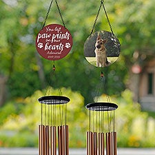Paw Prints On My Heart Personalized Memorial Photo Wind Chimes - 31109