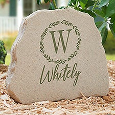 Laurel Monogram Personalized Standing Garden Stone - 31123