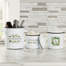 Spring Greenery Personalized Enamel Jars  Canisters - 31212