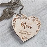 Floral Wreath For Her Engraved Wood Keychains - 31258