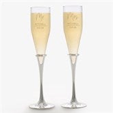 Modern Lenox Devotion Engraved Wedding Champagne Flute Set - 31264
