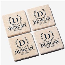 Wedding Wreath of Love Personalized Tumbled Stone Coasters - 31268