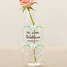 White Magnolia Floral Personalized Wedding Bud Vase - 31279