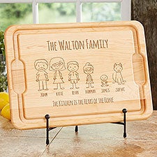 Stick Figure Family Personalized Maple Wood Cutting Boards - 31281
