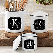 Personalized White Enamel Kitchen Utensil Holder