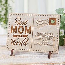 Best Mom In The World Personalized Wood Postcards - 31362