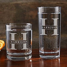 Lavish Last Name Etched Everyday Drinking Glasses - 31379