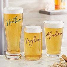 Trendy Script Name Personalized Beer Glasses - 31396