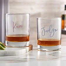 Trendy Script Name Personalized Whiskey Glasses - 31397
