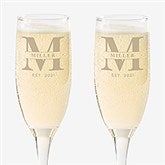 Lavish Last Name Engraved Champagne Flutes - 31479