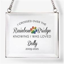 Rainbow Bridge Pet Memorial Personalized Glass Suncatcher - 31509
