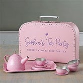 Pink Polka Dot Personalized Kids Tea Set with Case - 31521