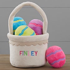 Rainbow Name Personalized Mini Easter Basket with Plush Eggs - 31585