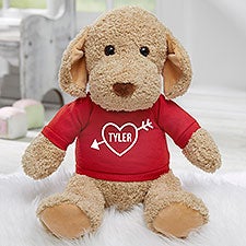 My Valentine Personalized Sitting Brown Plush Dog  - 31591