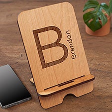 Block Initial Personalized Wooden Phone Stands - 31608