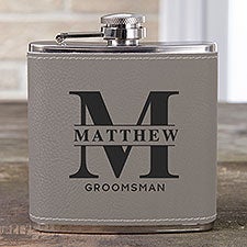 Lavish Groomsmen Wedding Leatherette Personalized Flask - 31622