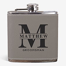 Lavish Groomsmen Wedding Leatherette Personalized Flask - 31622