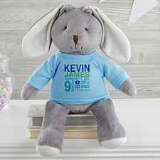 All About Baby Personalized White and Grey Plush Bunny  - 31653