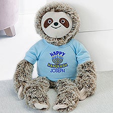 Happy Hanukkah Personalized Plush Sloth  - 31675