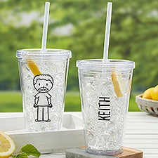 Stick Figure Family Personalized Insulated Acrylic Tumbler for Him - 31740