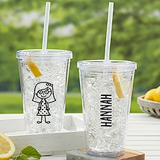 Stick Figure Family Personalized Insulated Tumbler for Kids - 31741
