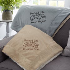Retired Life Embroidered Sherpa Blanket  - 31752