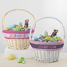 Girls Colorful Name Personalized Easter Basket With Folding Handle - 31770