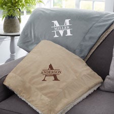 Lavish Last Name Embroidered Sherpa Blankets - 31803