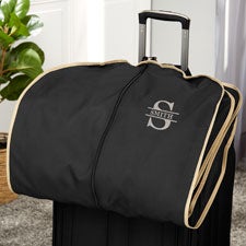  Personalized Planet 25x47 Travel Garment Bag with Custom  Monogram Embroidered on Black Luggage with Carry Handle and Main Zipper