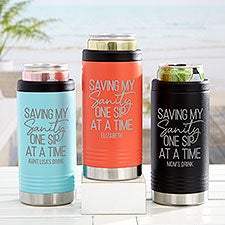 Saving Moms Sanity Personalized Stainless Insulated Slim Can Cooler - 31889