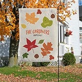 Fall Family Leaf Character Personalized Garden Flag - 31927