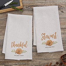 Seasonally Script Personalized Fall Waffle Weave Kitchen Towel - 31953