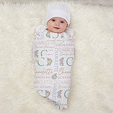 Blooming Baby Girl Personalized Receiving Blanket - 31973
