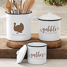 Gather & Gobble Personalized Enamel Kitchen Canisters - 32032