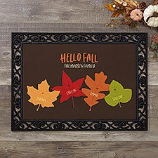 Fall Family Leaf Character Personalized Doormats - 32042