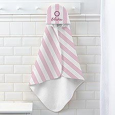 Delicate Stripes Personalized Baby Girl Hooded Towel - 32138