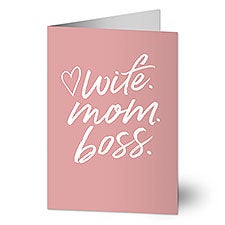 Wife. Mom. Boss. Personalized Greeting Cards - 32158